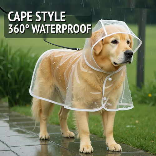 Keep Your Dog Dry, Comfortable & Ready for Rainy Walks Clear Hooded Dog Raincoat with Full-Body Coverage