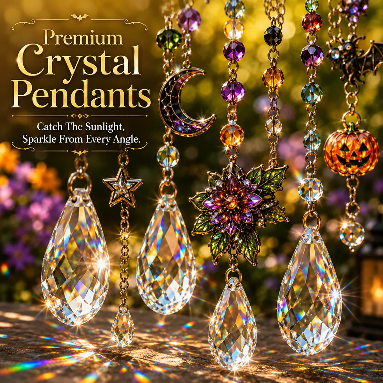 🎃💎Halloween Crystal Wind Chime – Colorful Acrylic Hanging Decoration