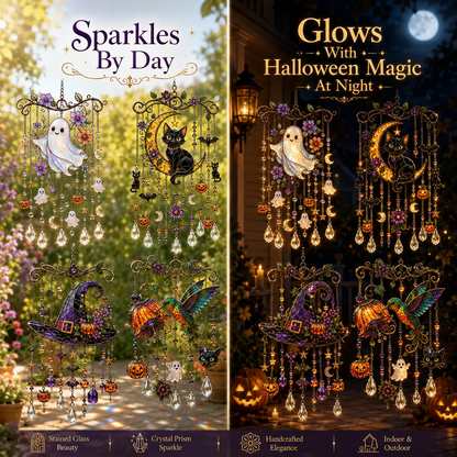 🎃💎Halloween Crystal Wind Chime – Colorful Acrylic Hanging Decoration