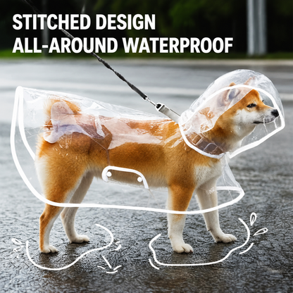 Keep Your Dog Dry, Comfortable & Ready for Rainy Walks Clear Hooded Dog Raincoat with Full-Body Coverage