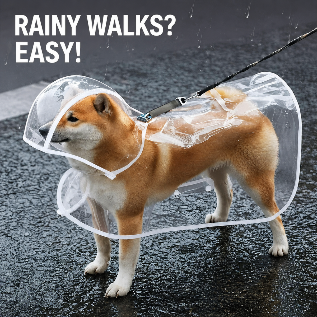 Keep Your Dog Dry, Comfortable & Ready for Rainy Walks Clear Hooded Dog Raincoat with Full-Body Coverage