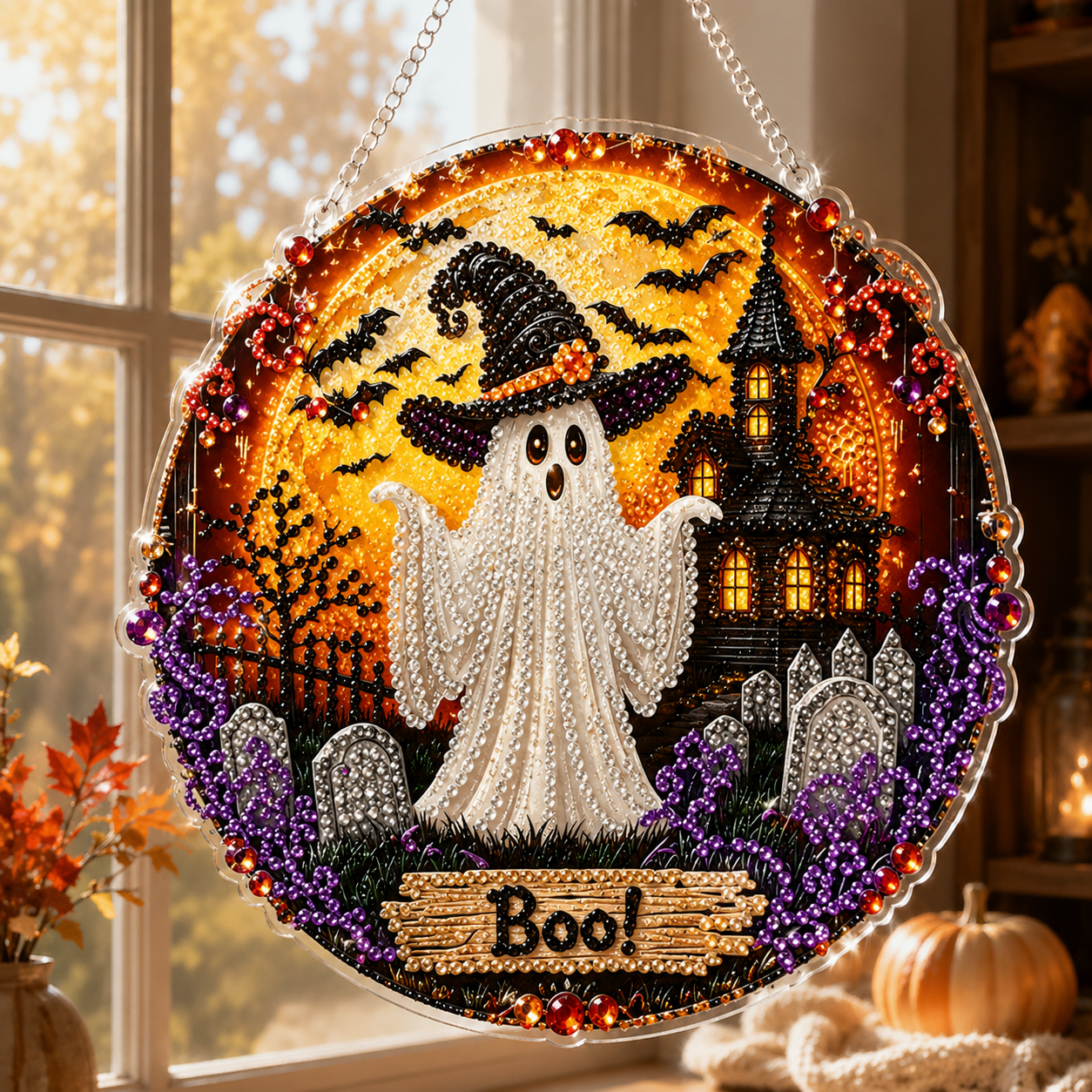 🎃Halloween Black Cat and Moon Diamond Painting Wall Hanging Set
