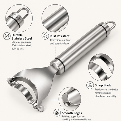 🌽 Stainless Steel Corn Stripper – Fast & Mess-Free Corn Kernel Remover