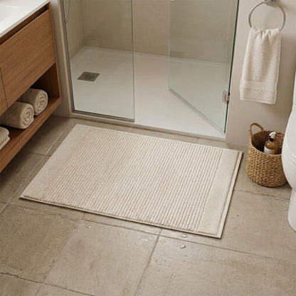 Premium Cotton Striped Bathroom Towel Mat