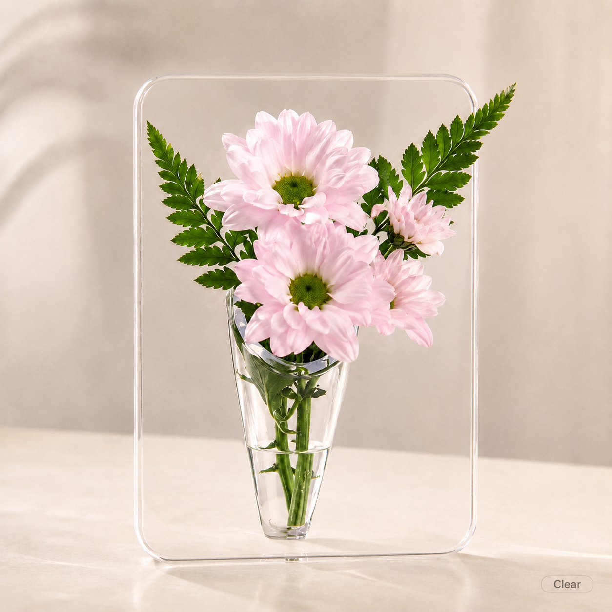 Acrylic Photo Frame Vase for Fresh Flowers – Water-Holding Tabletop Flower Vase