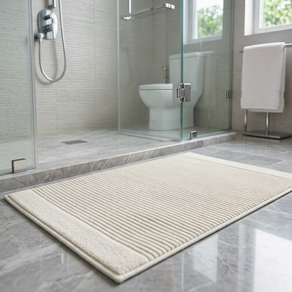 Premium Cotton Striped Bathroom Towel Mat