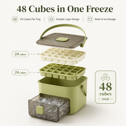 48-Cube One-Press Ice Tray & Storage System