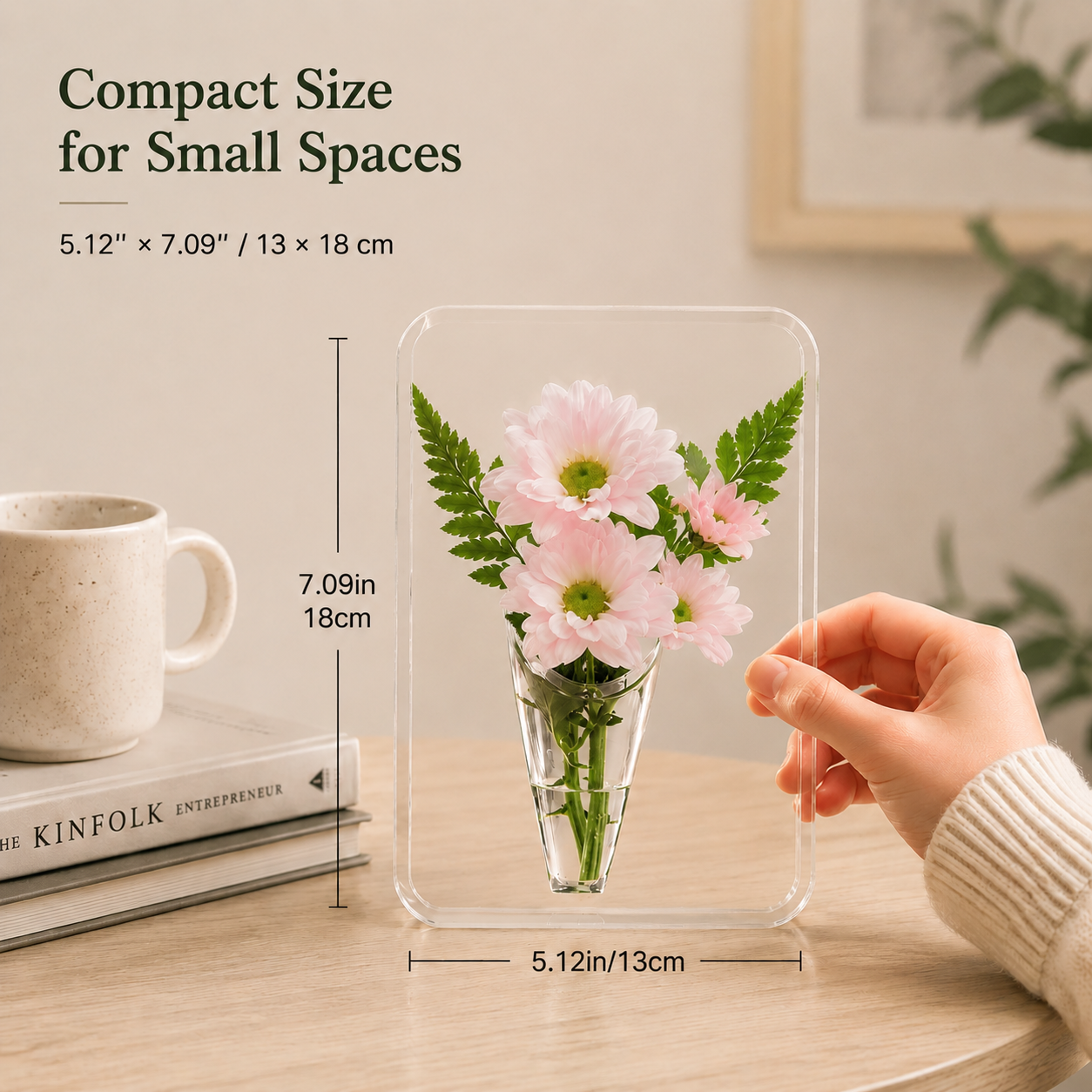 Acrylic Photo Frame Vase for Fresh Flowers – Water-Holding Tabletop Flower Vase